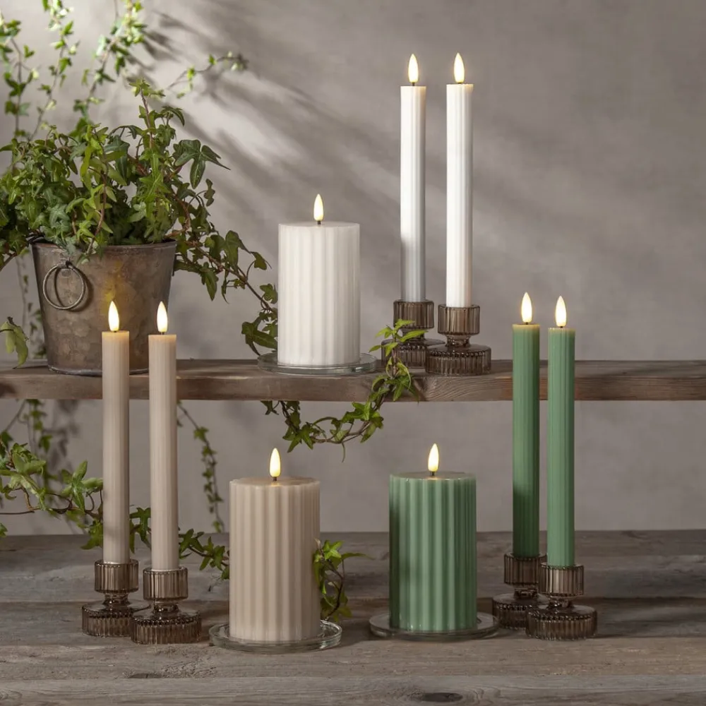 STAR TRADING LED-stripe, beige, 25 cm voks batteri sett med 2 stk| Julebelysning|Dekorasjonsbelysning