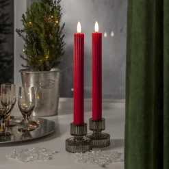 STAR TRADING LED-stripe, rød, 25 cm, voks, batteri, sett med 2 stk Hot