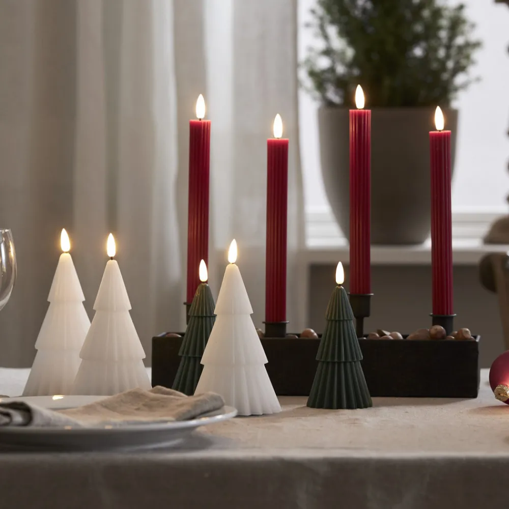 STAR TRADING LED-stripe, rød, 25 cm, voks, batteri, sett med 2 stk Hot