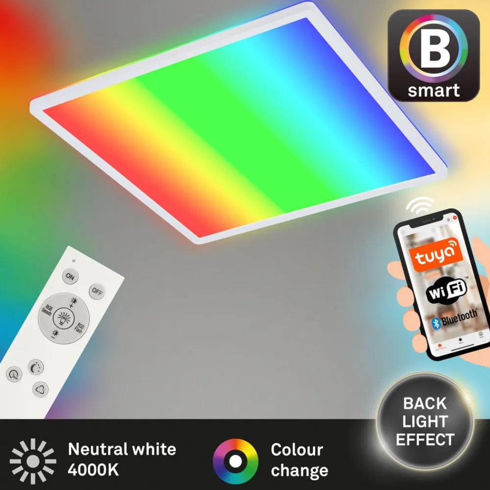Briloner LED-taklampe B smart RGBW dimmbar hvit 42x42cm| Smarthus Belysning