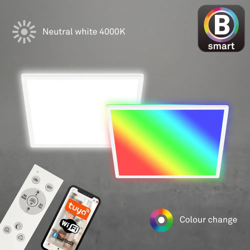 Briloner LED-taklampe B smart RGBW dimmbar hvit 42x42cm| Smarthus Belysning