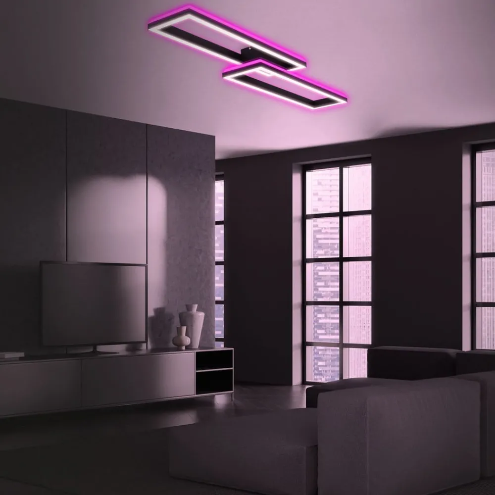 Briloner LED-taklampe Frame 2 lysk RGBW backlight svart| Led-Innendørs|Taklamper