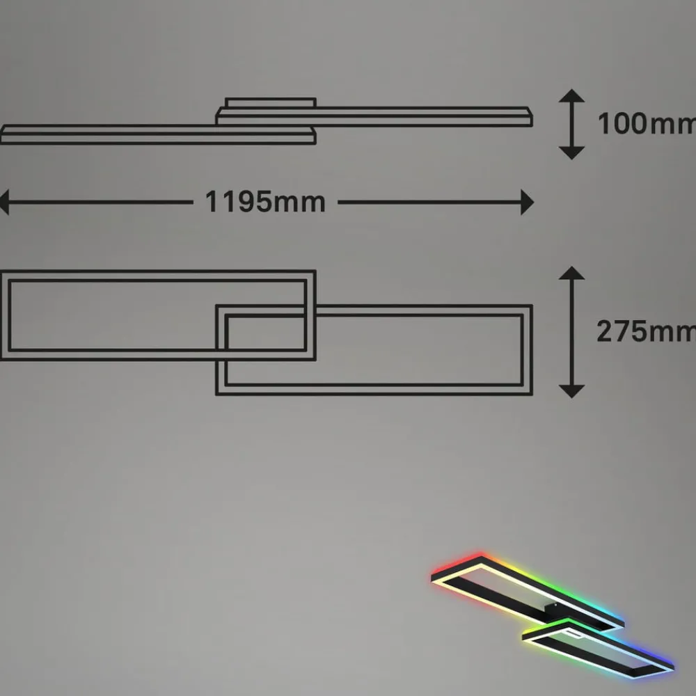 Briloner LED-taklampe Frame 2 lysk RGBW backlight svart| Led-Innendørs|Taklamper