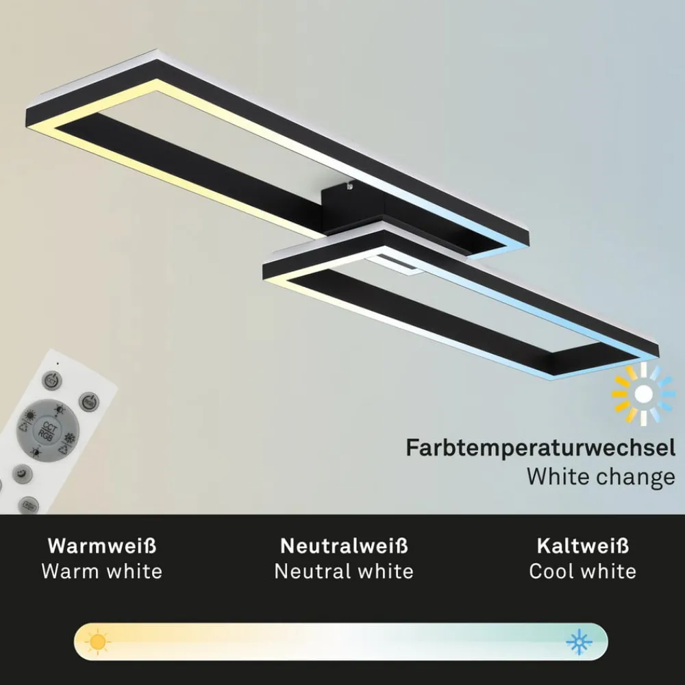 Briloner LED-taklampe Frame 2 lysk RGBW backlight svart| Led-Innendørs|Taklamper