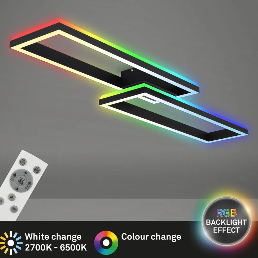 Briloner LED-taklampe Frame 2 lysk RGBW backlight svart| Led-Innendørs|Taklamper