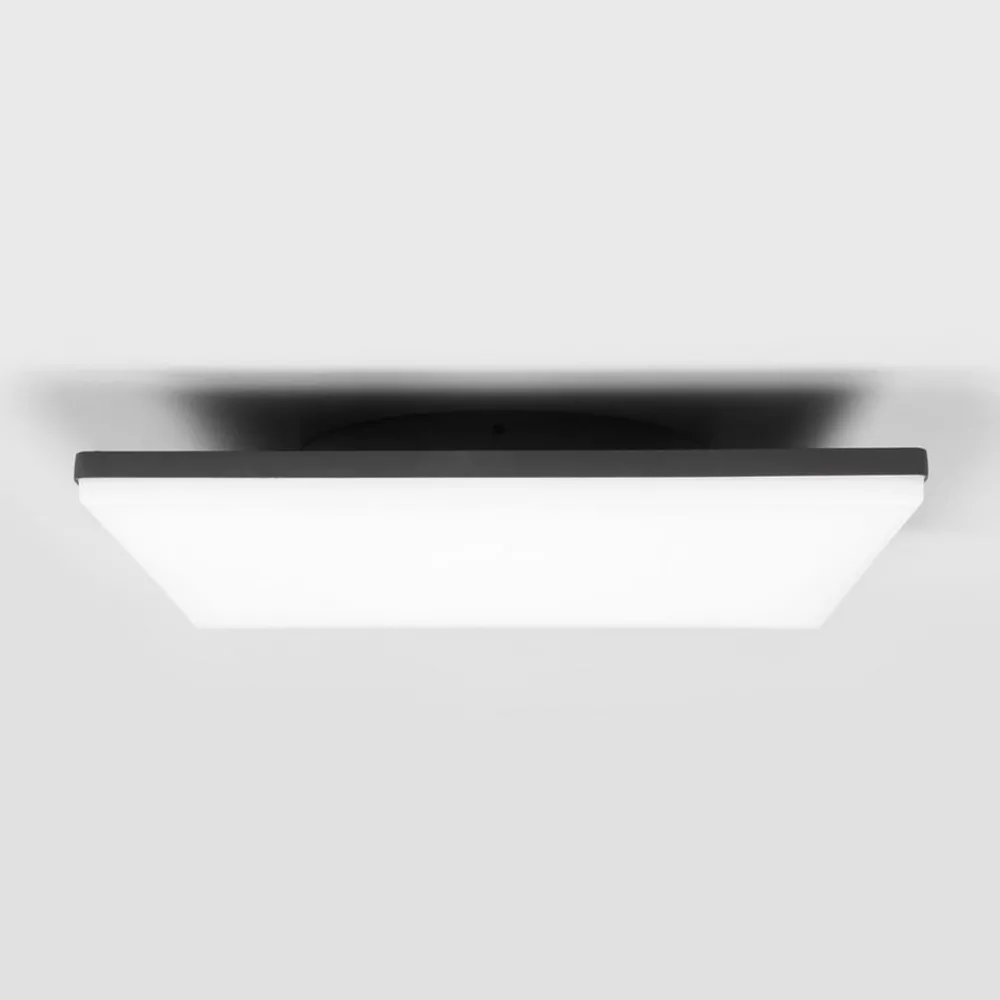 Lucande LED-taklampe Henni, IP65, sensor, 30x30 cm, antrasitt| Kommersiell Utebelysning|Led-Utendørs
