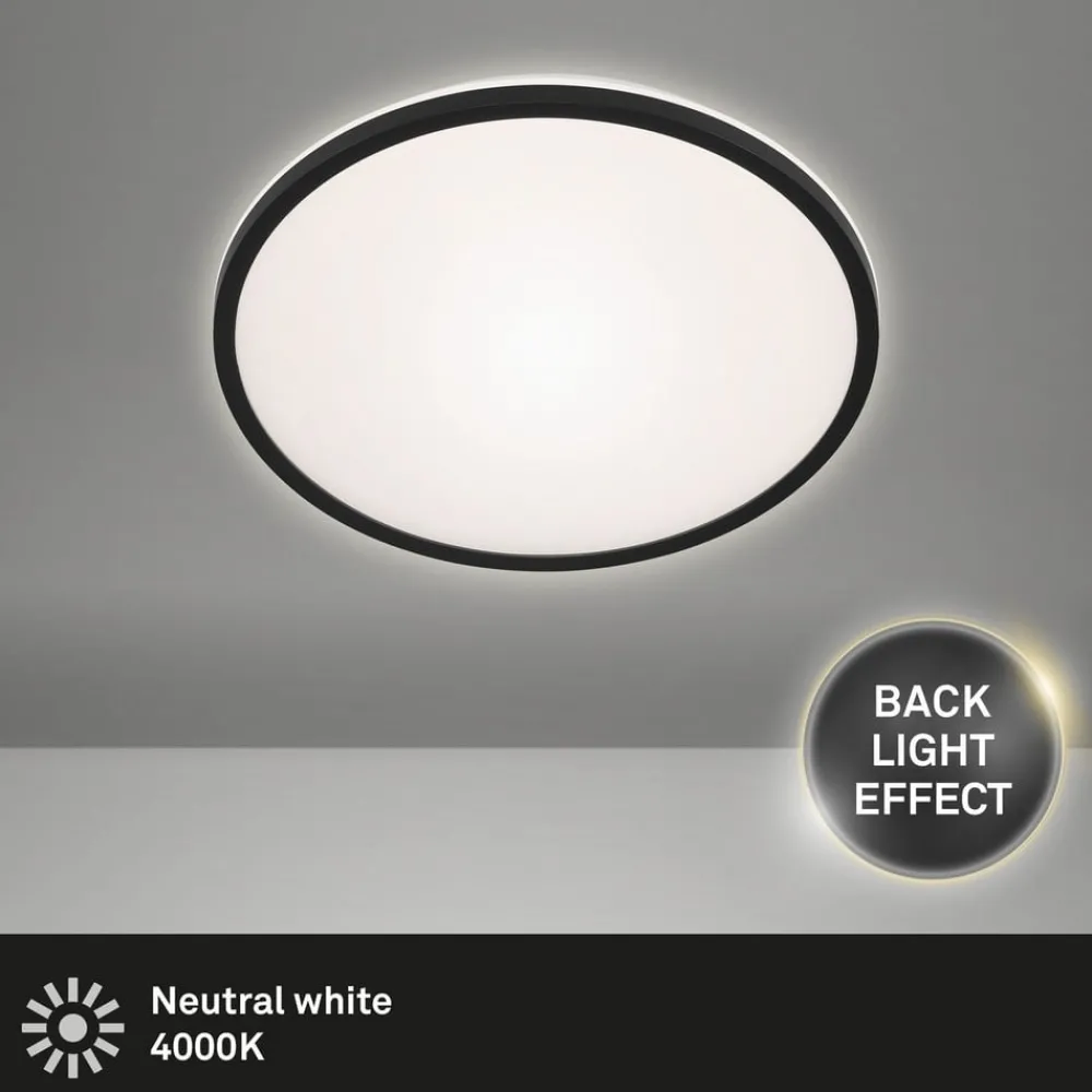 Briloner LED-taklampe Lana, bakgrunnsbelyst effekt Ø28 svart| Kontorbelysning