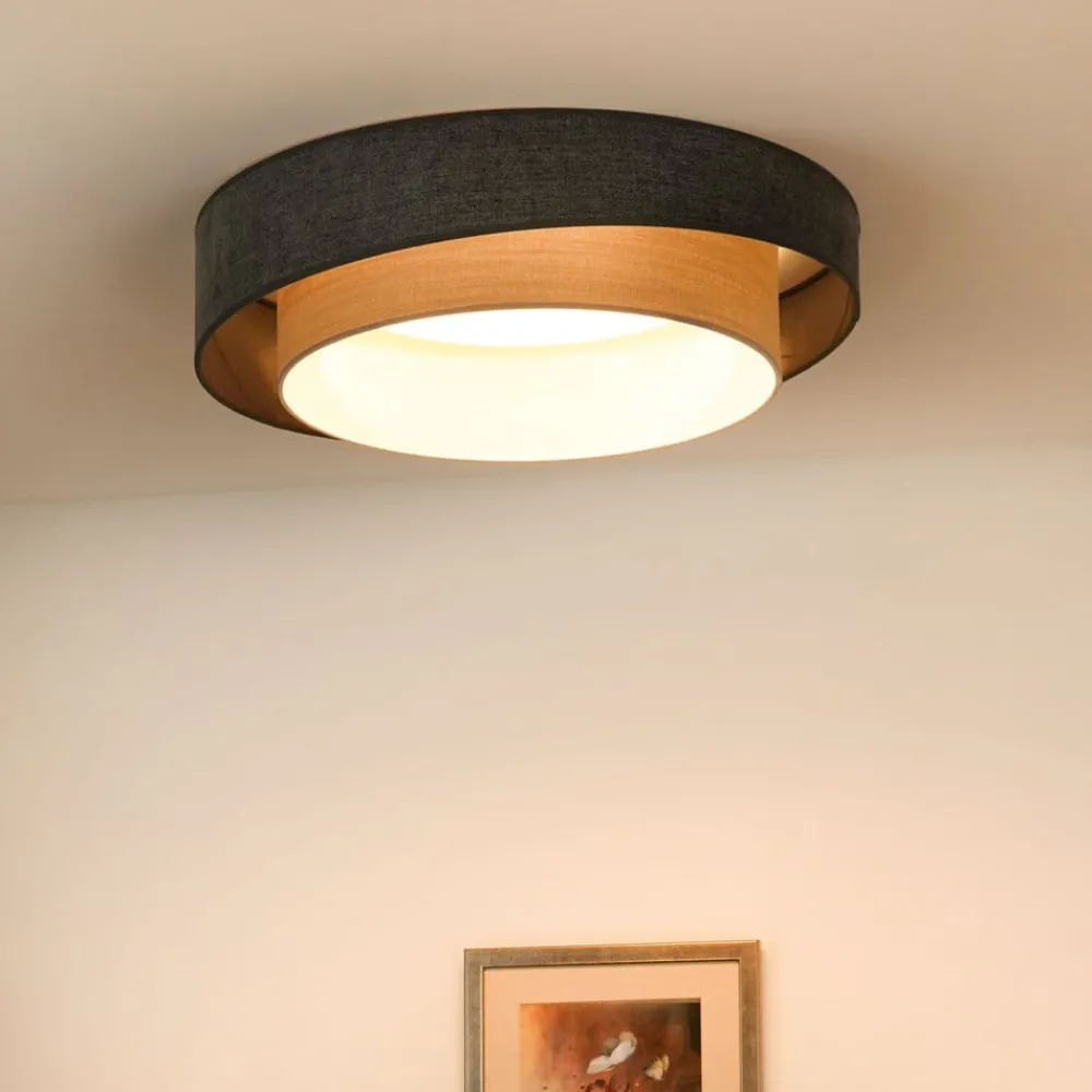 Duolla LED-taklampe Luneta Chenille blå/grå Ø 60 cm 3-trinns dimbar| Taklamper