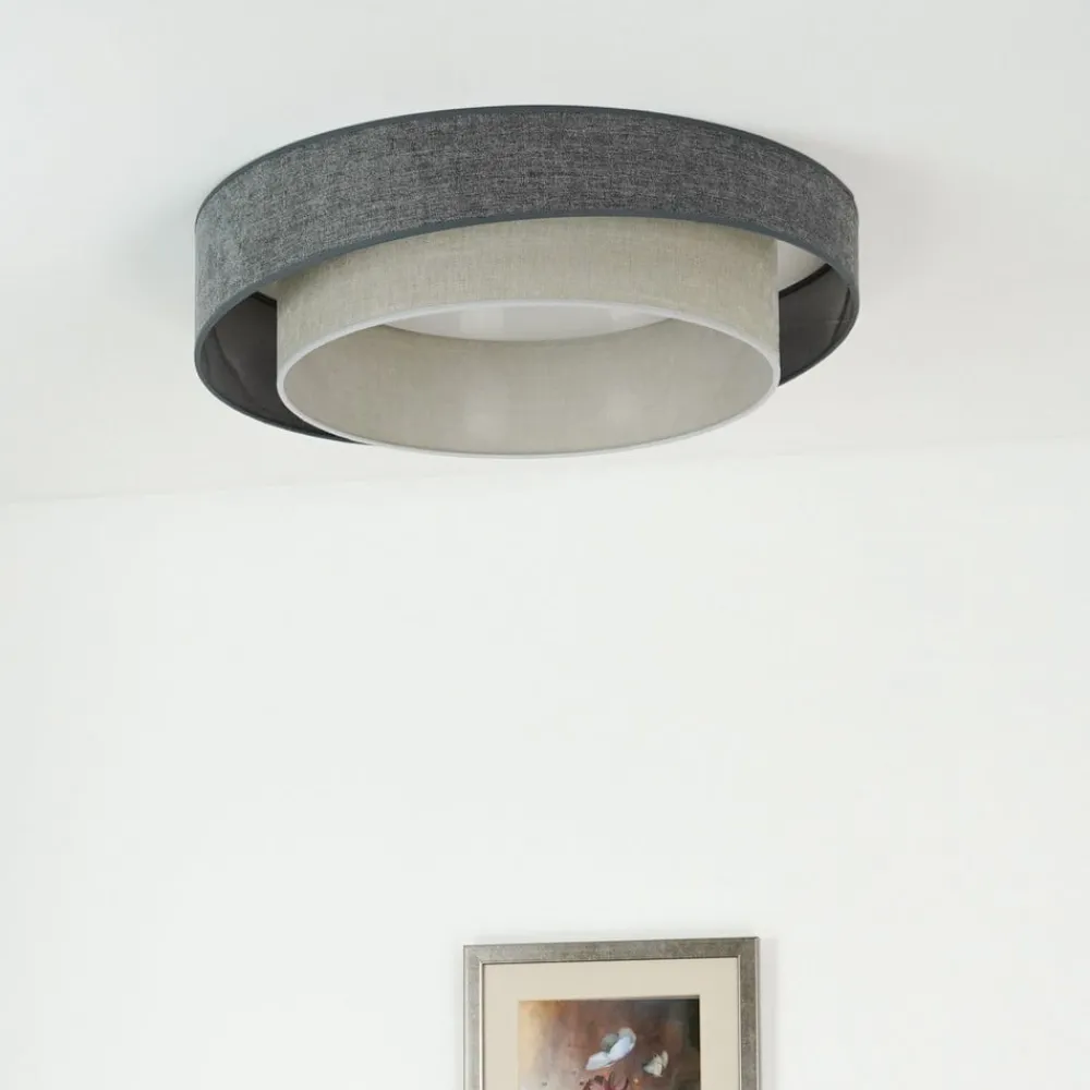 Duolla LED-taklampe Luneta Chenille blå/grå Ø 60 cm 3-trinns dimbar| Taklamper