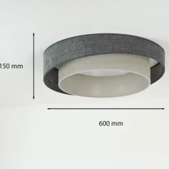 Duolla LED-taklampe Luneta Chenille blå/grå Ø 60 cm 3-trinns dimbar| Taklamper