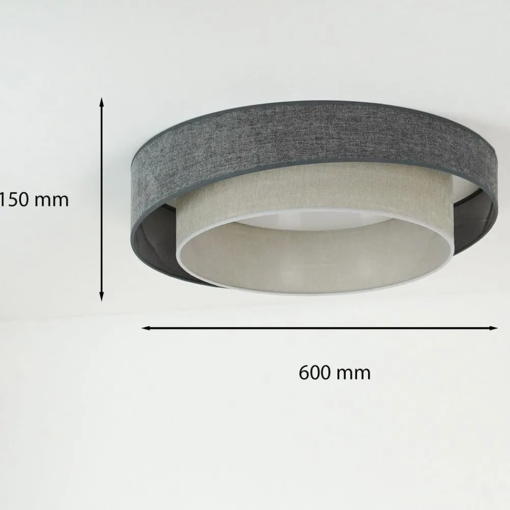 Duolla LED-taklampe Luneta Chenille blå/grå Ø 60 cm 3-trinns dimbar| Taklamper