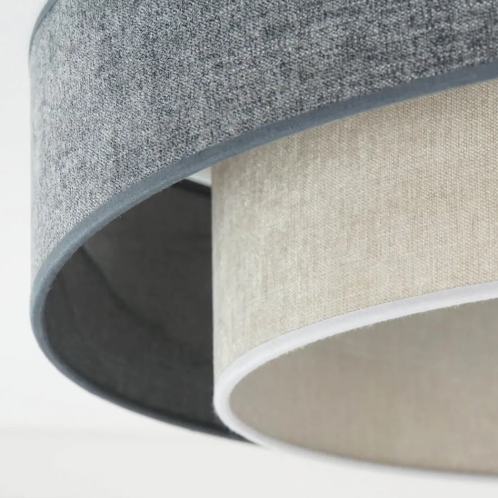 Duolla LED-taklampe Luneta Chenille blå/grå Ø 60 cm 3-trinns dimbar| Taklamper