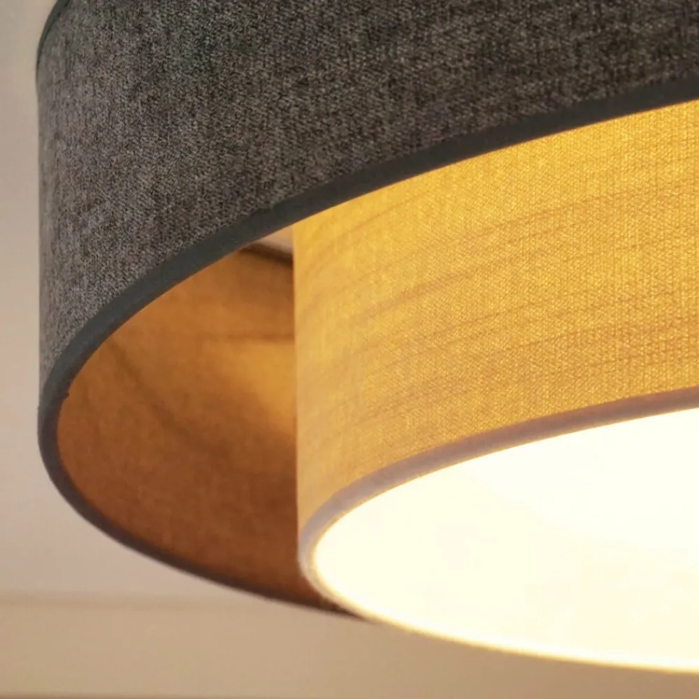 Duolla LED-taklampe Luneta Chenille blå/grå Ø 60 cm 3-trinns dimbar| Taklamper