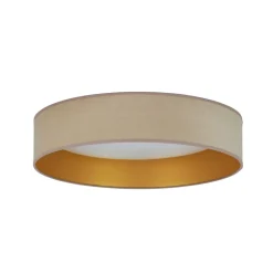 Duolla LED-taklampe Plafond, fløyel, beige/gull, stoff, Ø 45 cm, 3-trinns Outlet