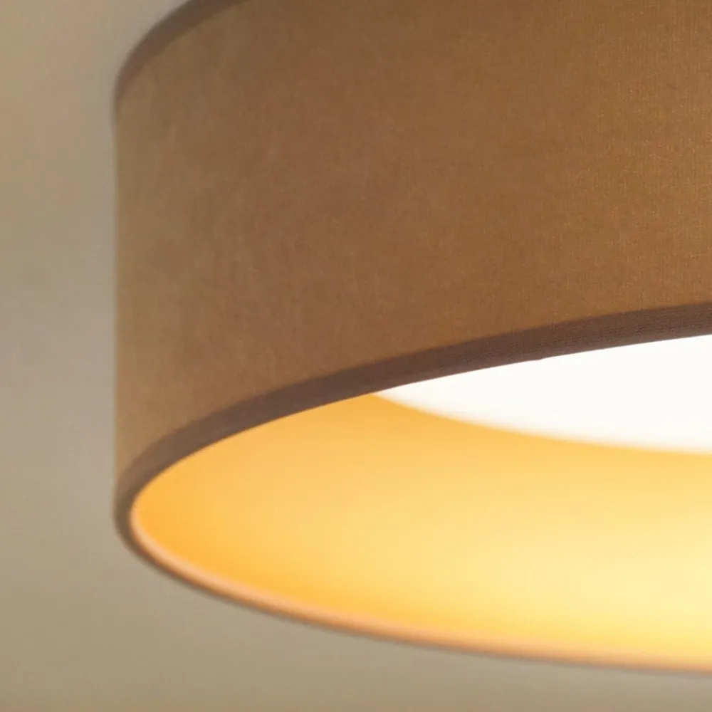 Duolla LED-taklampe Plafond, fløyel, beige/gull, stoff, Ø 45 cm, 3-trinns Outlet