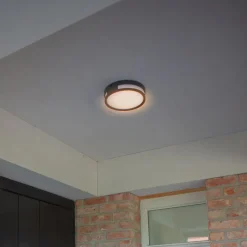 LUTEC LED-taklampe Rola, utendørs, svart, Ø 18 cm Hot