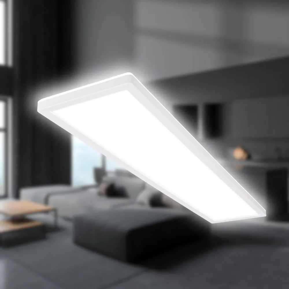 Briloner LED-taklampe Tava, hvit, plast, 98 cm, bakgrunnsbelysning Hot