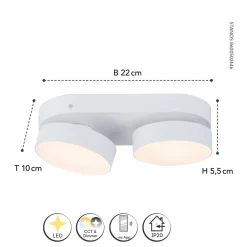 LUTEC LED-takspot Stanos, CCT, 2 lyskilder, hvit Discount