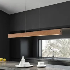 TK Lighting LED-trependel Teo, valnøtt, 126 cm, berøringsdimmer| Pendellamper