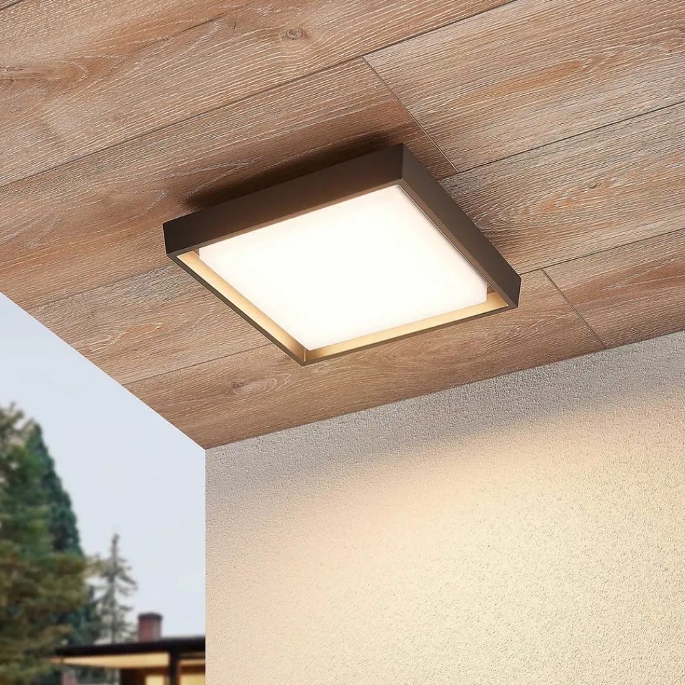 Lucande LED-utetaklampe Birta, kantet, 27 cm| Kommersiell Utebelysning|Led-Utendørs