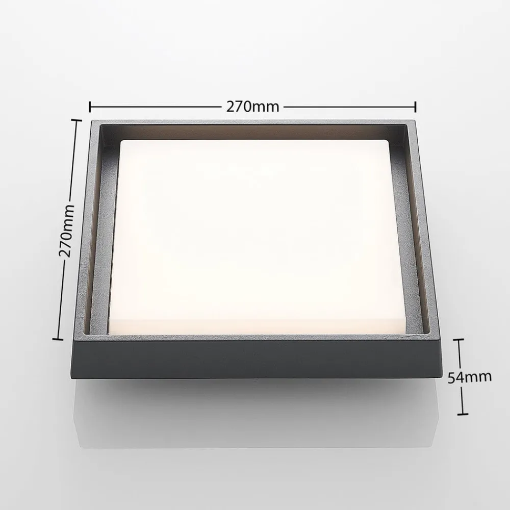 Lucande LED-utetaklampe Birta, kantet, 27 cm| Kommersiell Utebelysning|Led-Utendørs