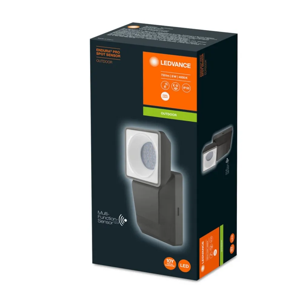 LEDVANCE Endura Pro Spot Sensor LED-spot 8 W grå| Vegglamper Med Sensor|Utespotter