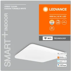 LEDVANCE SMART+ WiFi Orbis Clean, CCT, 53x53 cm| Smarthus Belysning