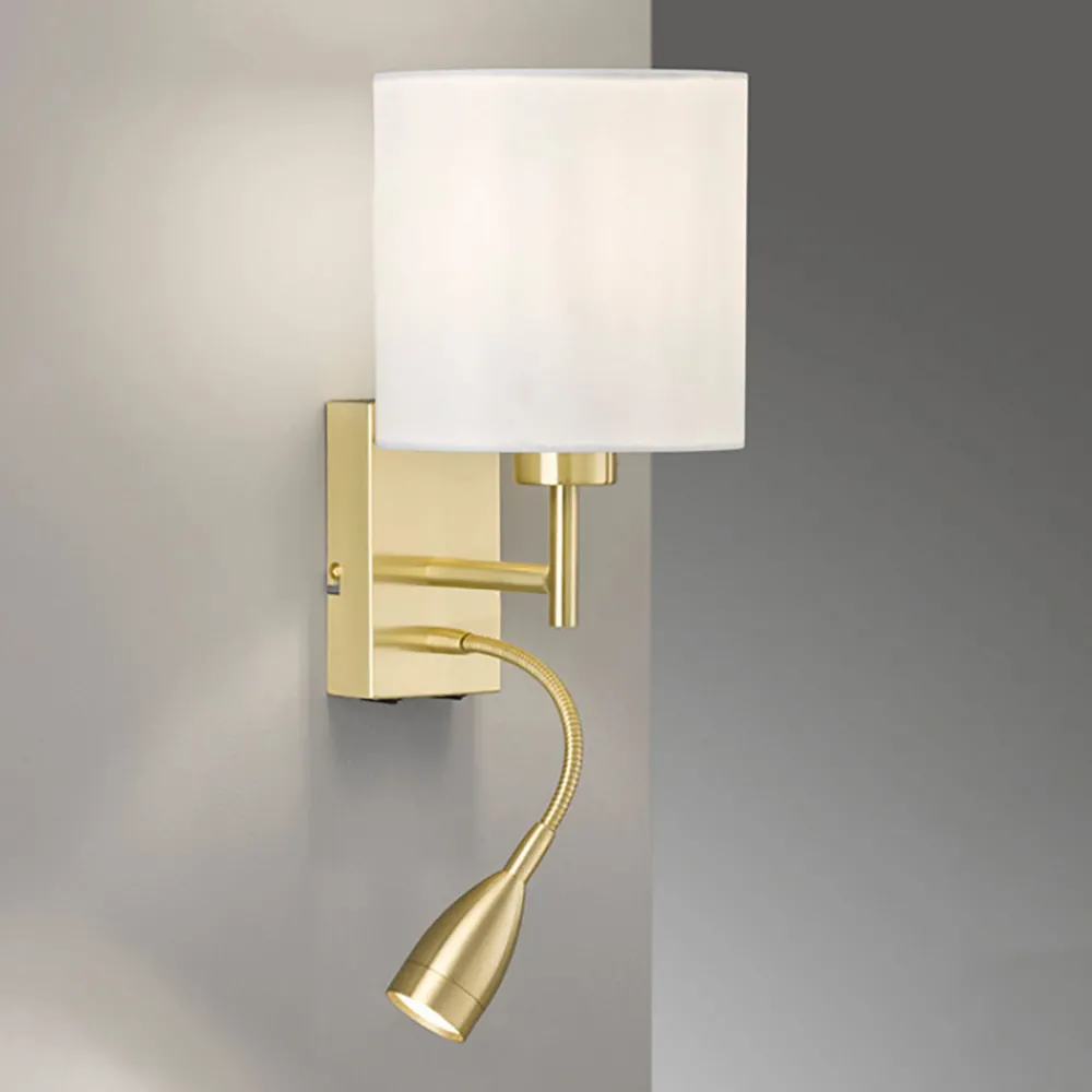 FISCHER & HONSEL LED-vegglampe Dreamer LED-vegglampe messing/chintz hvit