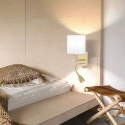 FISCHER & HONSEL LED-vegglampe Dreamer LED-vegglampe messing/chintz hvit