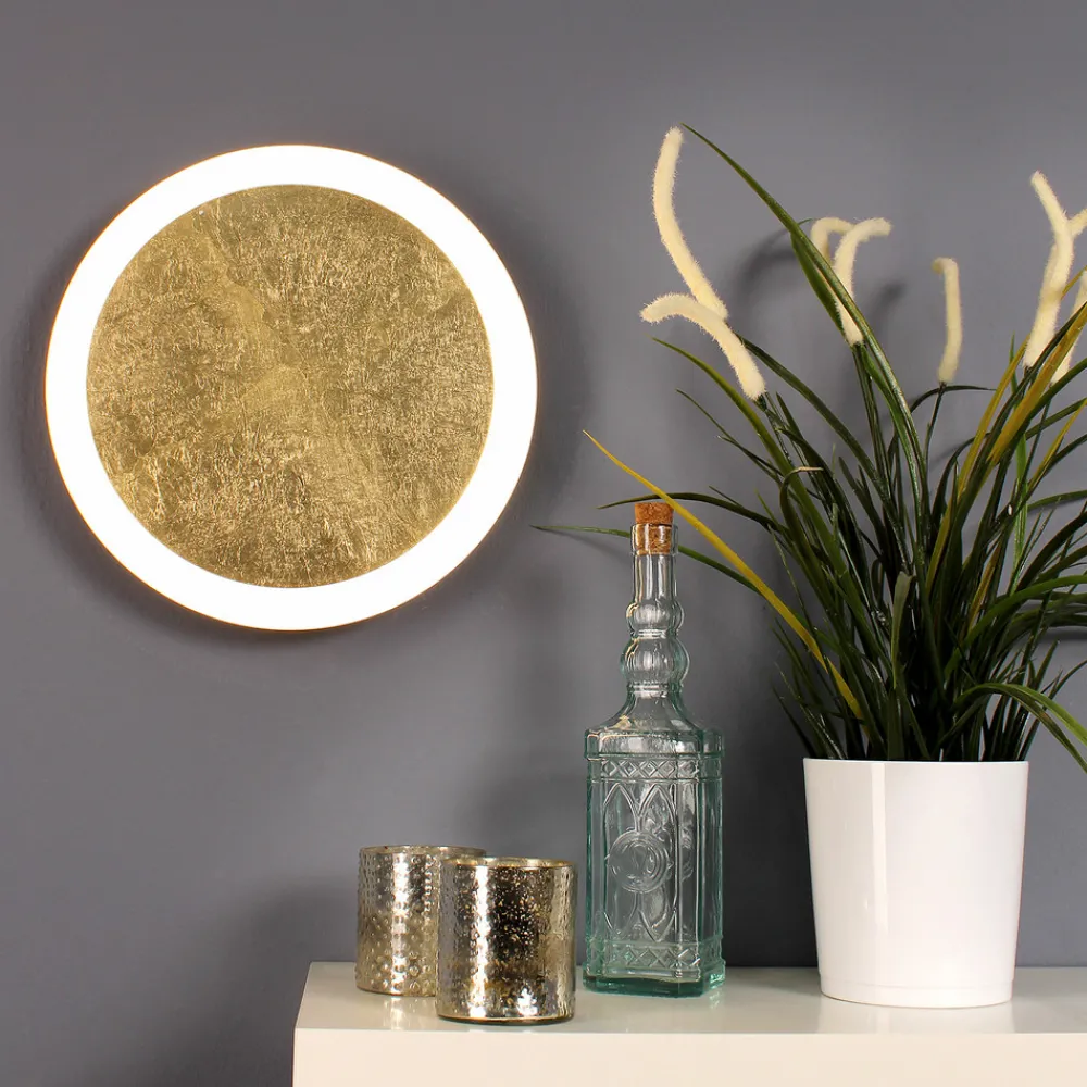 Eco-Light LED-vegglampe Moon Ø 30 cm, gull Outlet