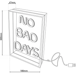 Näve LED-vegglampe No Bad Days, klar, 30x18 cm plast USB RGB| Dekorasjonsbelysning