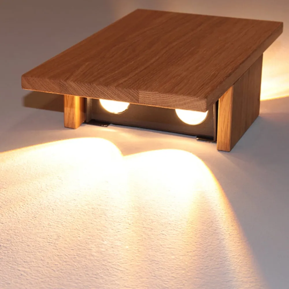 FISCHER & HONSEL LED-vegglampe Shine-Wood eik 4xLED 15x25cm| Vegglamper