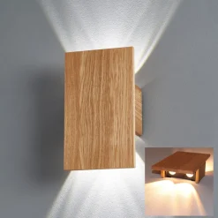 FISCHER & HONSEL LED-vegglampe Shine-Wood eik 4xLED 15x25cm| Vegglamper
