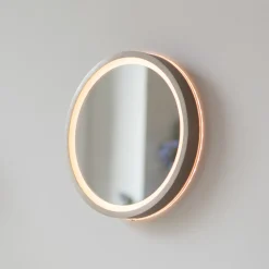 Paul Neuhaus LED-veggspeil VIDRO, bronse, Ø 26 cm, powerbank, bryter Hot