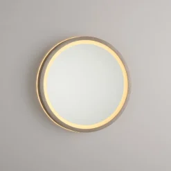 Paul Neuhaus LED-veggspeil VIDRO, bronse, Ø 26 cm, powerbank, bryter Hot