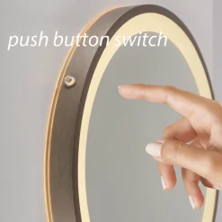 Paul Neuhaus LED-veggspeil VIDRO, bronse, Ø 36 cm, powerbank, bryter Discount