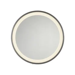 Paul Neuhaus LED-veggspeil VIDRO, grå, Ø 36 cm, powerbank, bryter Outlet