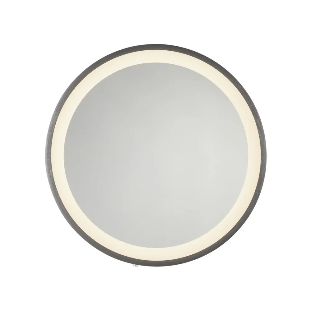 Paul Neuhaus LED-veggspeil VIDRO, grå, Ø 36 cm, powerbank, bryter Outlet