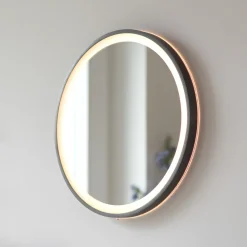 Paul Neuhaus LED-veggspeil VIDRO, grå, Ø 46 cm, powerbank, bryter Sale