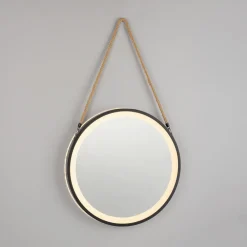 Paul Neuhaus LED-veggspeil VIDRO, svart, Ø 40 cm, powerbank, hengende Best