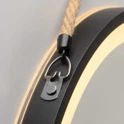 Paul Neuhaus LED-veggspeil VIDRO, svart, Ø 40 cm, powerbank, hengende Best