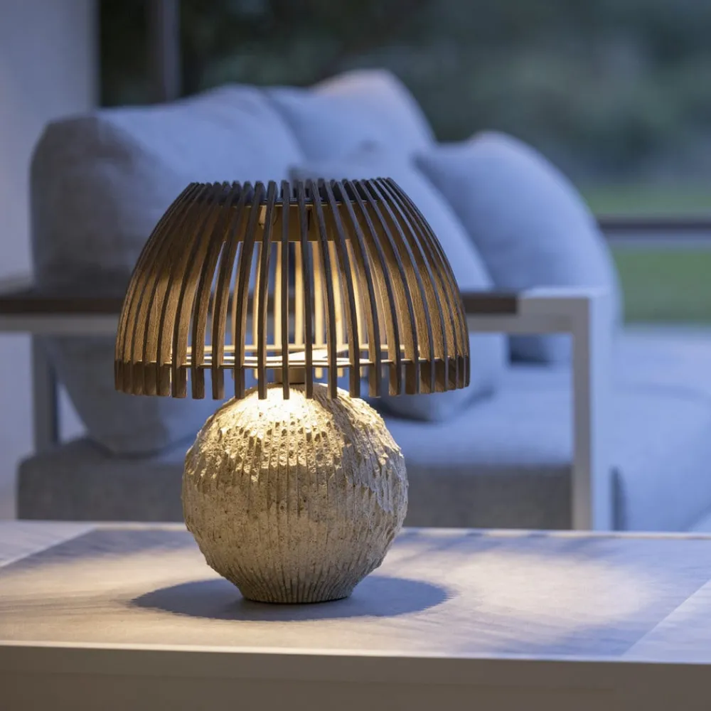 Les Jardins LED-bordlampe Alba, grå/beige, høyde 41 cm| Dekorasjonsbelysning|Solcellelamper Med Sensor