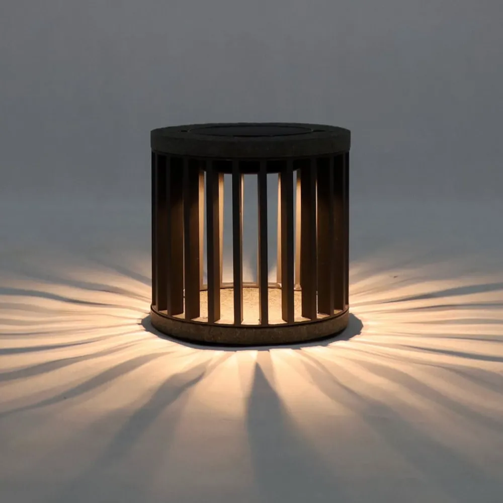 Les Jardins LED-solcellelampe Halo, grå, aluminium/granitt| Solcellelamper