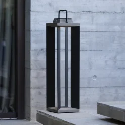 Les Jardins LED-solcellelykt Teckalu, grå/svart, 60 cm| Solcellelamper Med Sensor|Solcellelamper