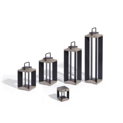 Les Jardins LED-solcellelykt Teckalu, grå/svart, 60 cm| Solcellelamper Med Sensor|Solcellelamper