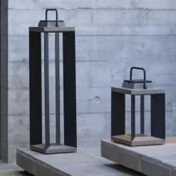 Les Jardins LED-solcellelykt Teckalu, grå/svart, 60 cm| Solcellelamper Med Sensor|Solcellelamper