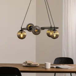 EMIBIG LIGHTING Libra stuelampe, røykgrå/svart, Ø 70 cm, 5 lyskilder. Best