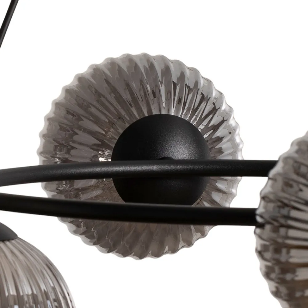 EMIBIG LIGHTING Libra stuelampe, røykgrå/svart, Ø 70 cm, 5 lyskilder. Best