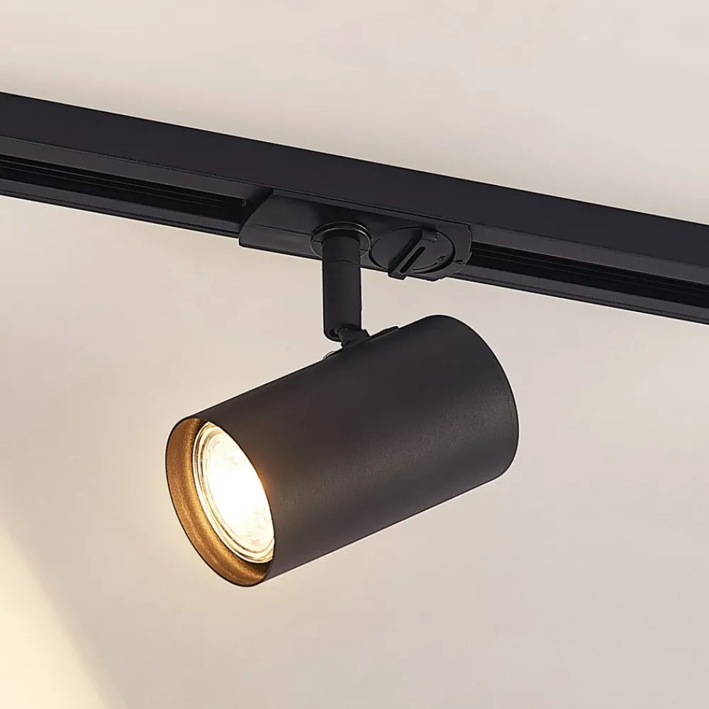 Lindby 1 lyskilde skinnesystem Linaro, GU10, 3 lyskilder, svart| Kontorbelysning|Skinnesystem