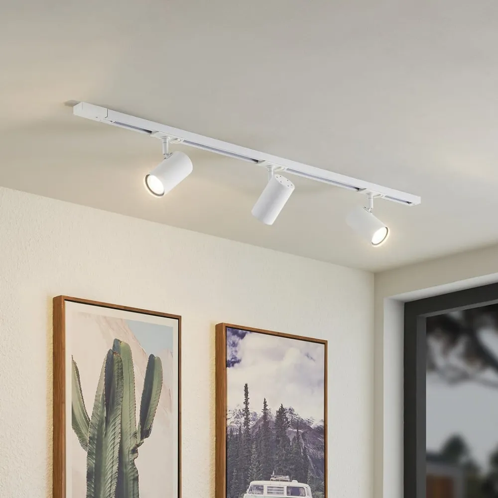 Lindby 1 lyskilde skinnesystem Linaro, GU10, 3 lyskilder, hvit| Kontorbelysning|Skinnesystem